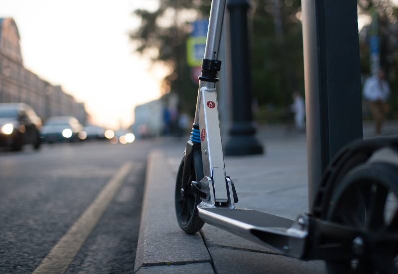 closeup of a scooter on a street